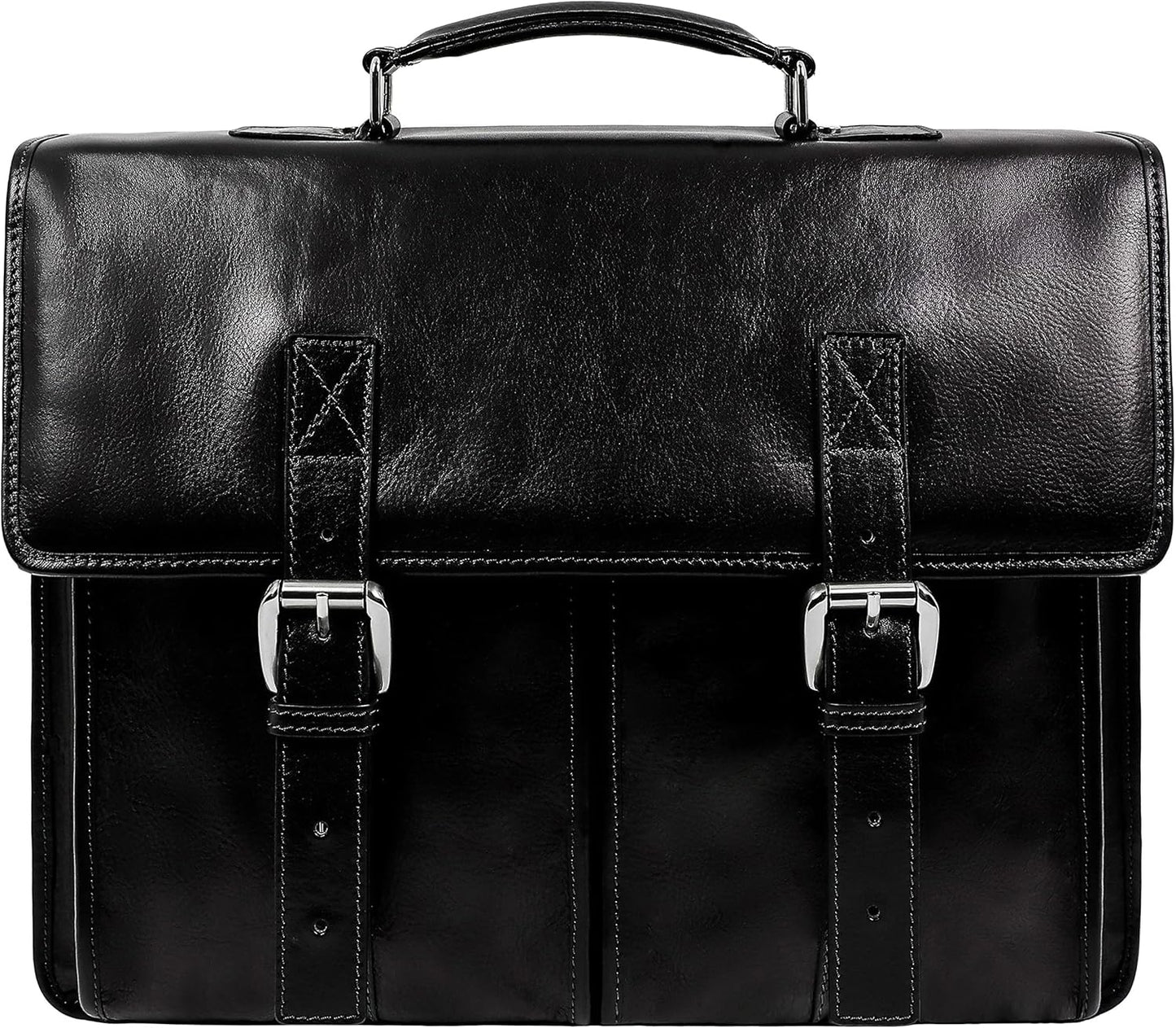 Time Resistance Leather Briefcase for Men Handcrafted in Italy Full Grain Messenger Bag for Laptop