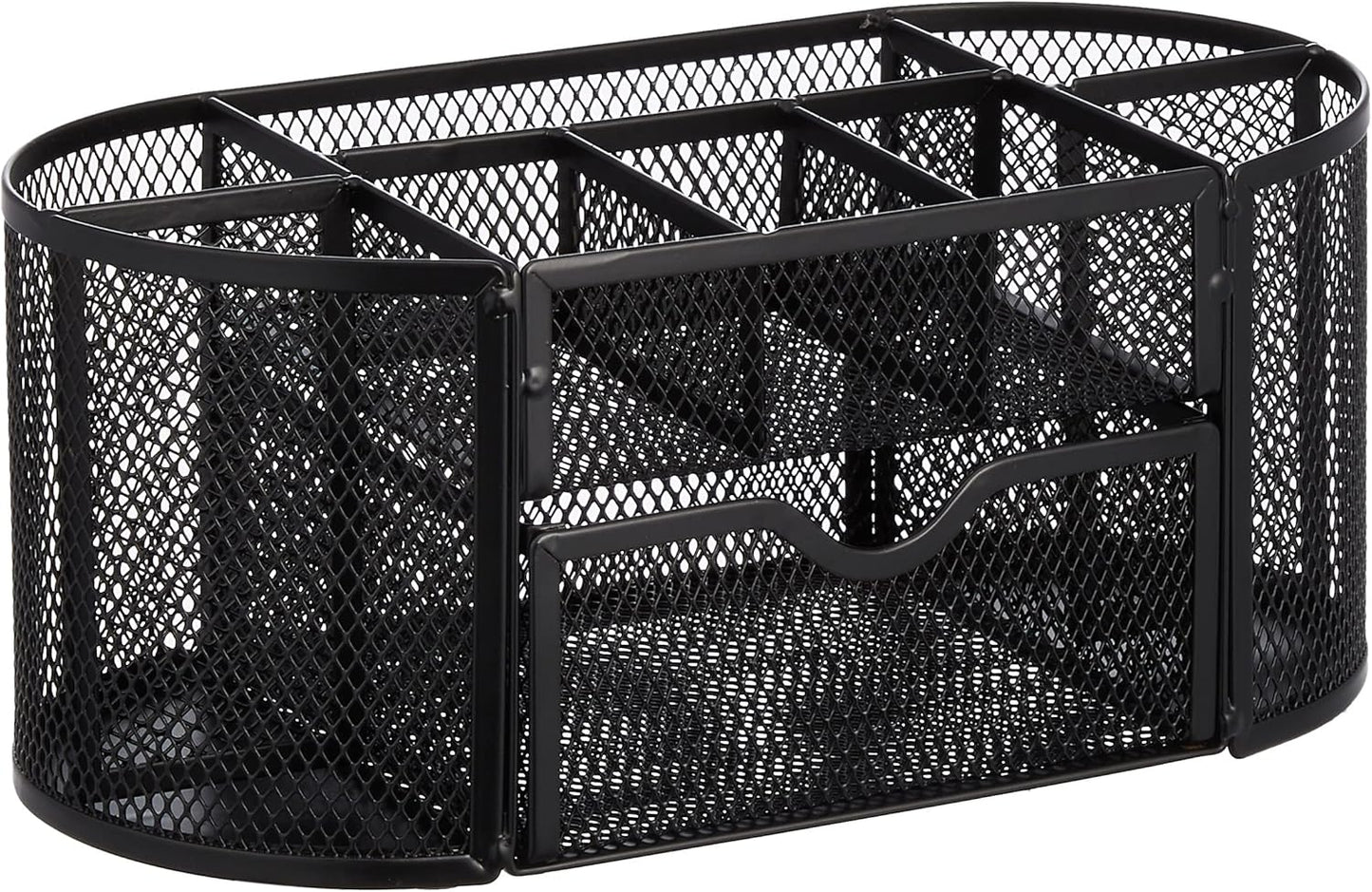 Amazon Basics Pen Holder and Desk Organizer, Office Caddy Storage, Black, ‎9.25" x 4.53" x 3.94"