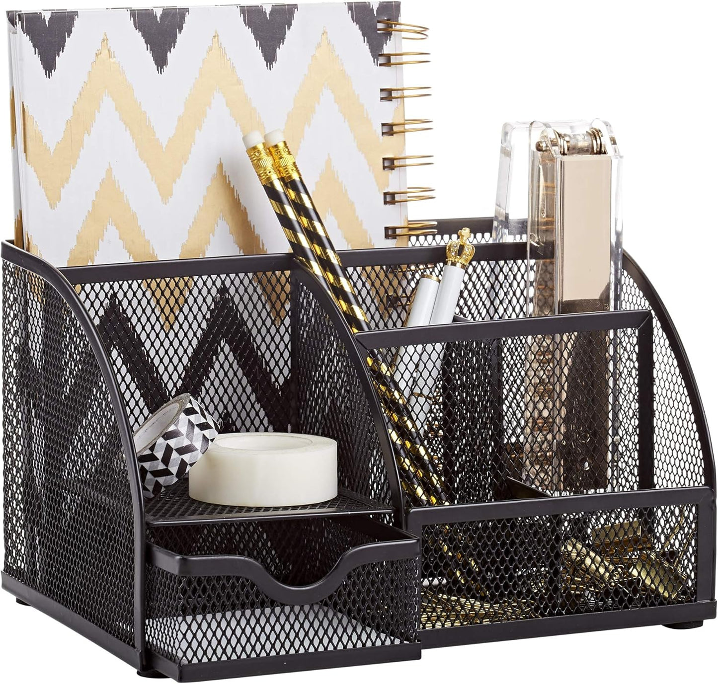 Annova Desk Organizer Wire Mesh 3 Tier Sliding Drawers Paper Sorter/Multifunctional/Premium Solid Construction for Letters, Documents, Mail, Files, Paper, Kids' Art Supplies (Gold)