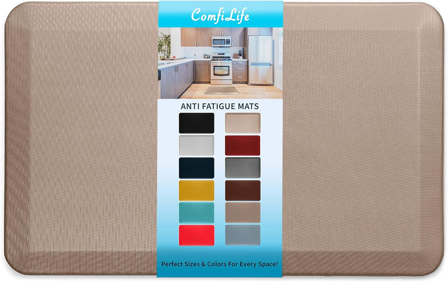 ComfiLife Anti Fatigue Floor Mat – 3/4 Inch Thick Kitchen Mats for Floor, Standing Desk Mat, Kitchen Rug – Comfort at Home, Office – Durable – Stain Resistant – Non-Slip Bottom (20" x 32", Rose Gold)