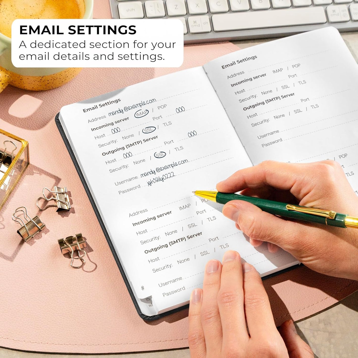 Clever Fox Password Book with alphabetical tabs. Internet Address Organizer Logbook. Medium Password Keeper for Website Logins (Dark Blue)