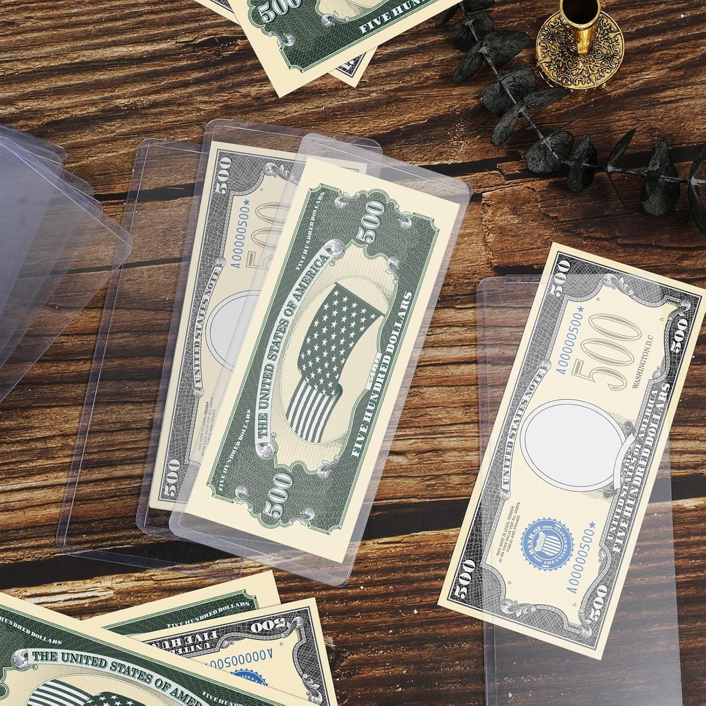 Sepamoon 60 Pieces Dollar Bill Sleeves, 6.9 x 2.95 Inch Hard Plastic Clear Currency Sleeves Waterproof Currency Holder Dollar Bills Display Protector Organizer Case Supplies for Collectors