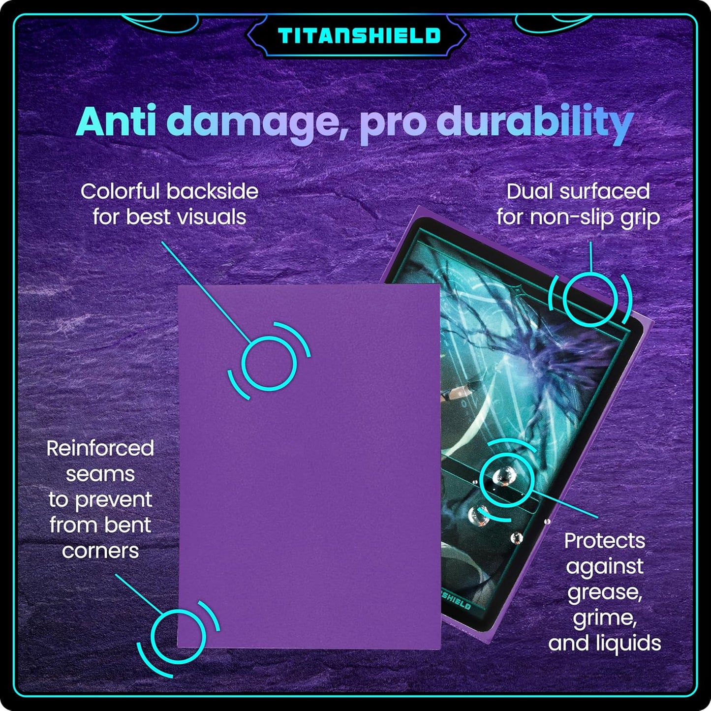 TitanShield (150 Sleeves/Purple Standard Size Board Game Trading Card Sleeves Deck Protector