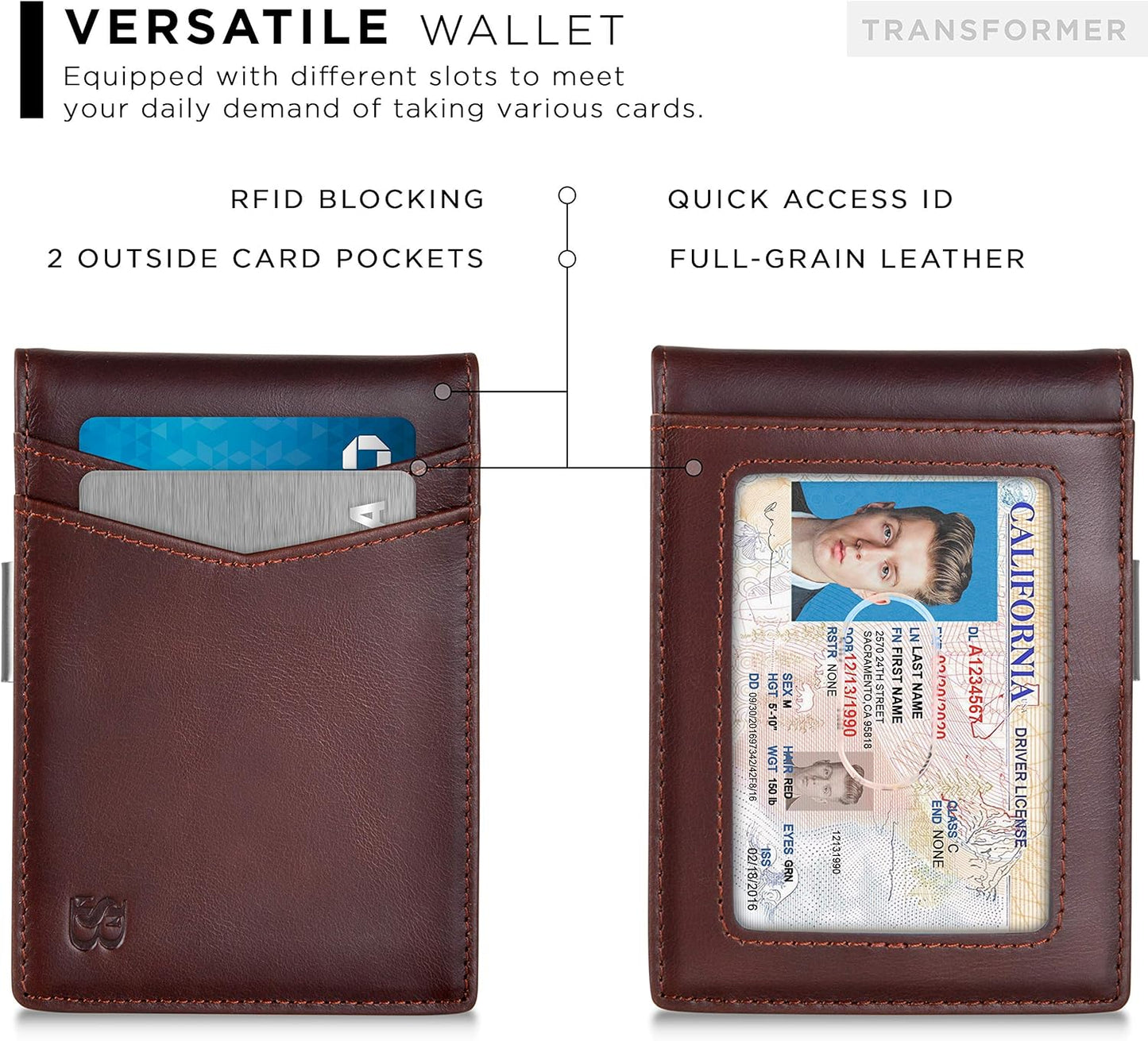 SERMAN BRANDS Money Clip Wallet - Mens Wallets slim Front Pocket RFID Blocking Card Holder Minimalist Mini Bifold