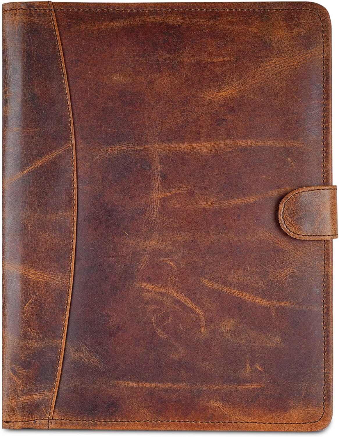 Leather Padfolio Legal Pad Portfolio Organizer | Handmade Executive Notebook Binder | Heavy Duty Full Grain Cow Hide Resume Interview Folio for Men Women, Rustic NoteBook Folder (brown)