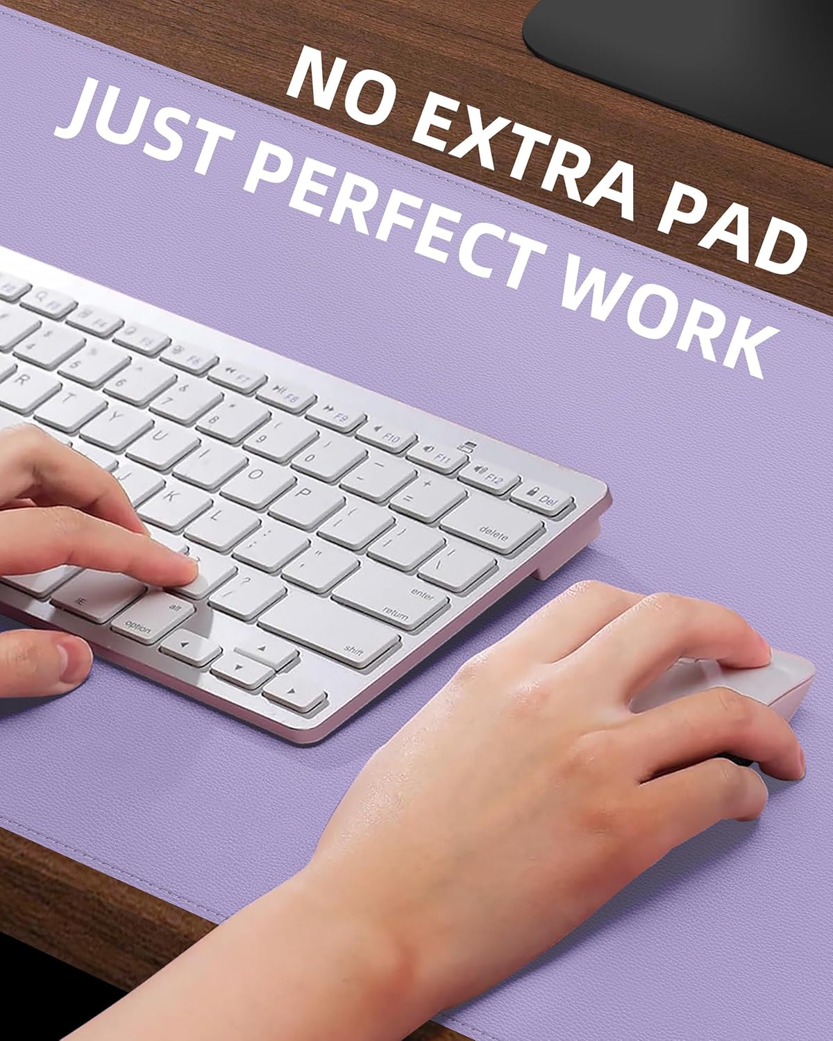 Leather Desk Pad Protector,Office Desk Mat,Large Mouse Pad, Non-Slip PU Leather Desk Blotter,Desk Pad,Waterproof Desk Writing Pad for Office and Home (Light Purple,31.5" x 15.7")