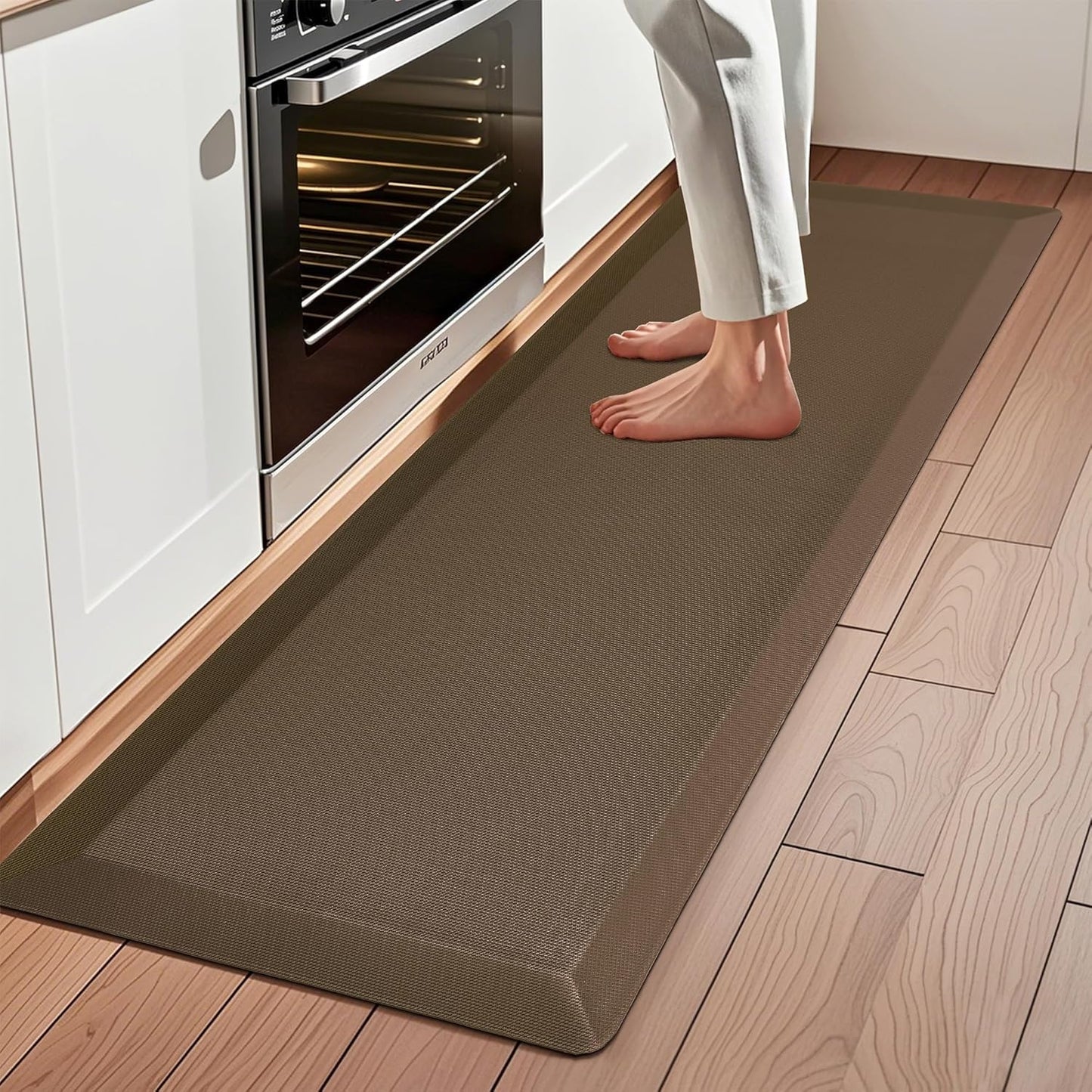 Anti Fatigue Kitchen Mats for Floor, Brown 9/10 Extra Thick Cushioned Standing Desk Mat, Comfort Memory Foam Ergonomic Kitchen Rugs and Mats Non-Slip Waterproof for Office, Kitchen, Sink, 20" x 48"