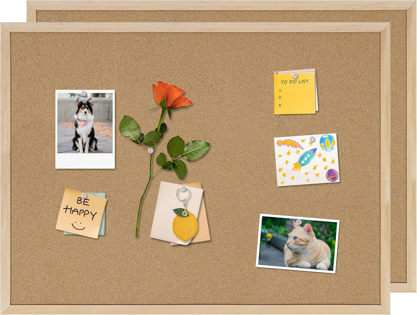 Cork Board 2Pack,24x18 Bulletin Board for Office with Pin Oak Wood Boards, Message Board or Vision Board.