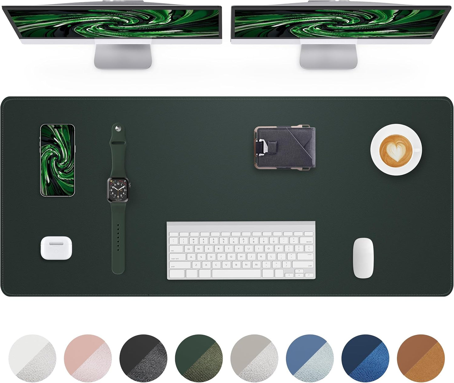 Large Desk Mat 55"x17" - Premium Non-Slip Desk Pad, Waterproof and Scratch-Resistant Office Desk Protector, Large Desk pad Workspace Mat for Home and Office(Dark Green)