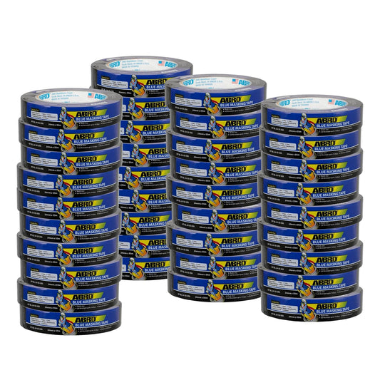 ABRO 36 Pack Blue Painters Tape: 24mm x 55M All Purpose Blue Tape, Temporary Labeling, Easy Tear, Clean Removal, Masking Tape Colored, DIY or Pro Use