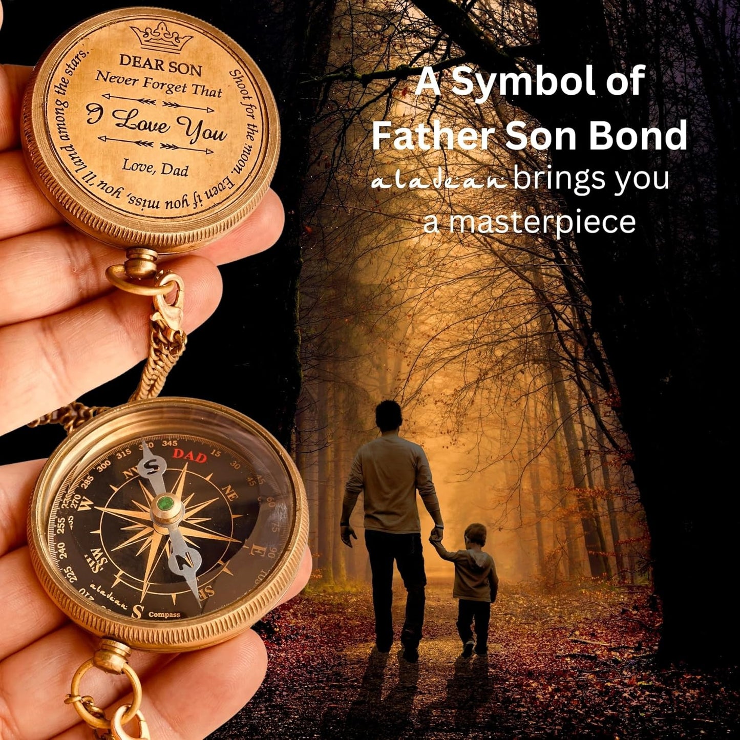 Gift for Son from Mom Dad | Engraved Compass 2" - Father to Son Gifts, Mom to Son Gifts for Graduation 2025, Birthday Baptism Confirmation Communion