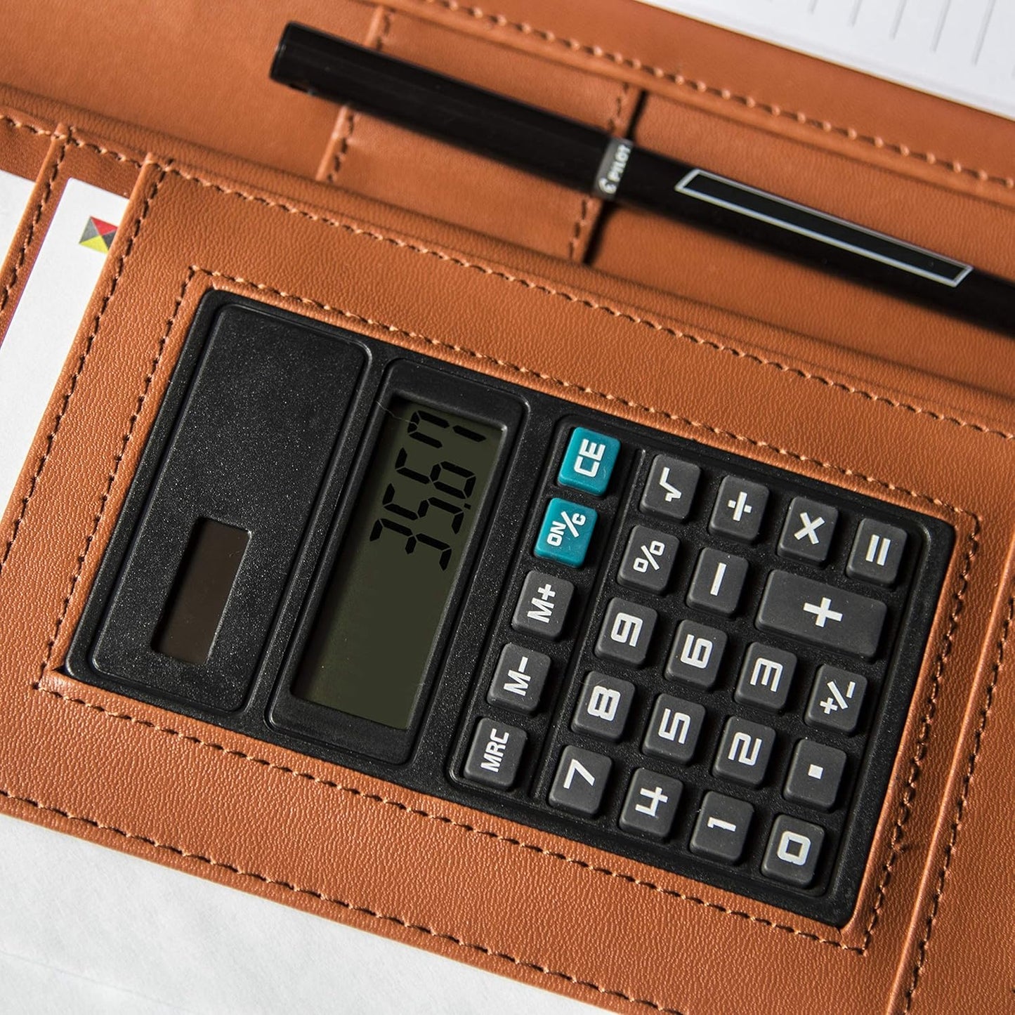 Cossini Premium Business Portfolio with Zipper – Padfolio - Superior Business Impressions Begin with PU Vegan Leather, 10.1 Inch Tablet Sleeve, Smart Storage, Solar Calculator, Writing Pad - Tan