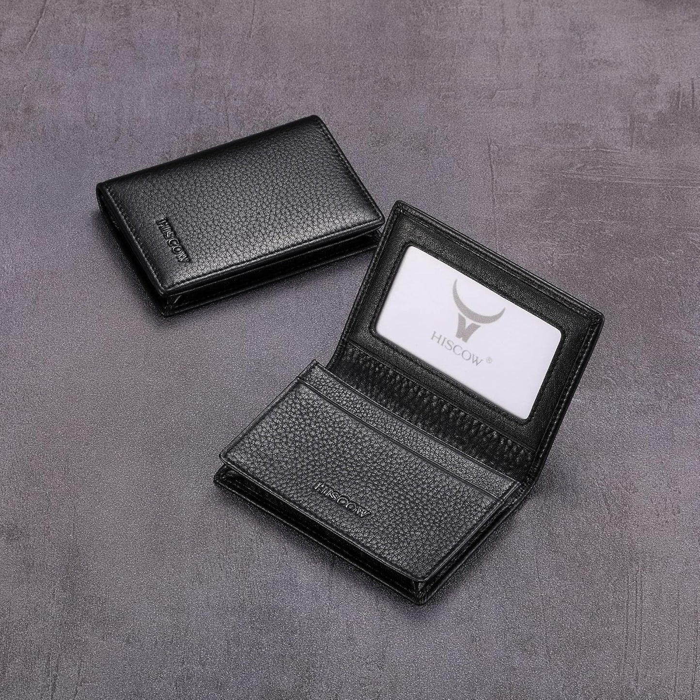 Leather Business Card Case Holder for Men & Women, Italian Calfskin